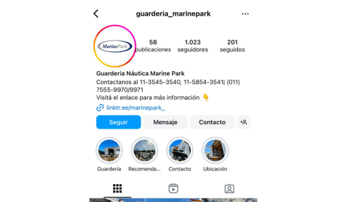 Captura del perfil de Instagram de Marine Park